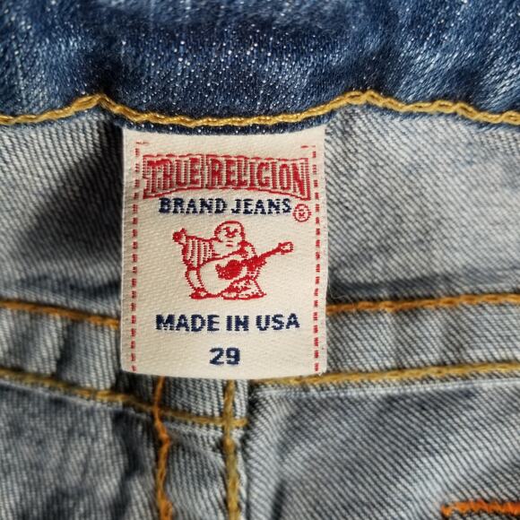 True Religion Johnny Blue Denim Jeans Raw Hem USA Made 29 - Picture 5 of 5
